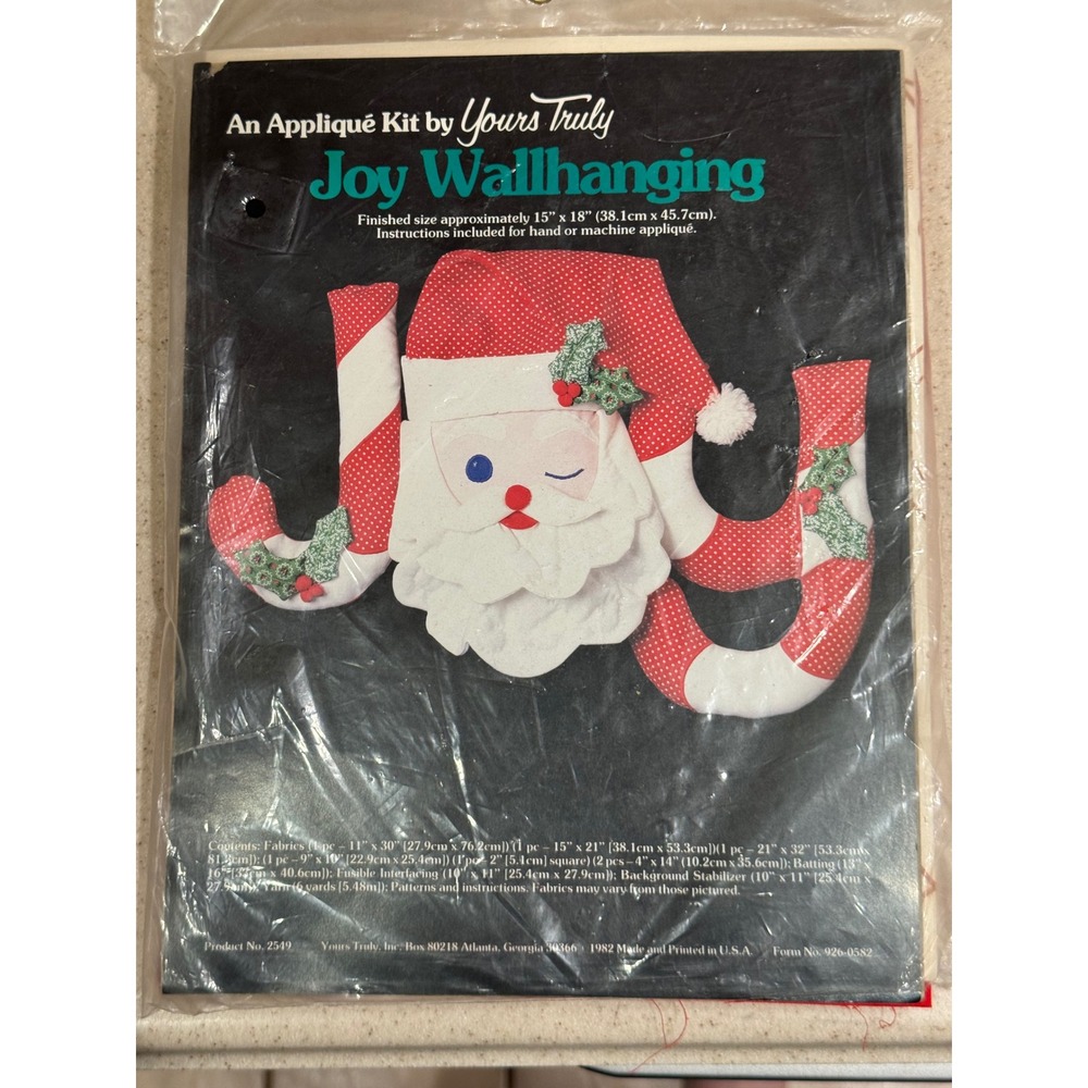 Yours Truly Joy Wallhanging Appliqué Kit (Product No. 2549) 1982